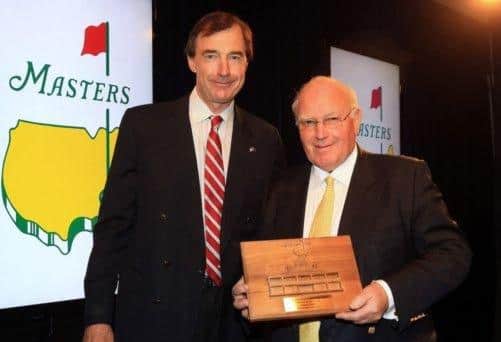 Renton Laidlaw is pictured receiving the Masters Major Achievement award in 2013. Picture: Getty Images