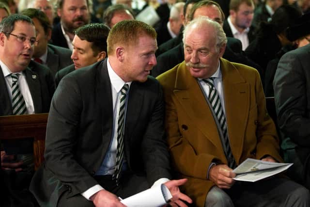 Celtic manager Neil Lennon (left) regularly speaks to Celtic's largest shareholder Dermot Desmond