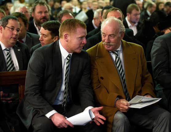 Celtic manager Neil Lennon (left) regularly speaks to Celtic's largest shareholder Dermot Desmond