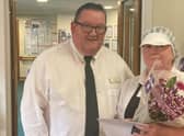 Sheila pictured with Kirkburn Court general manager David Garland.
