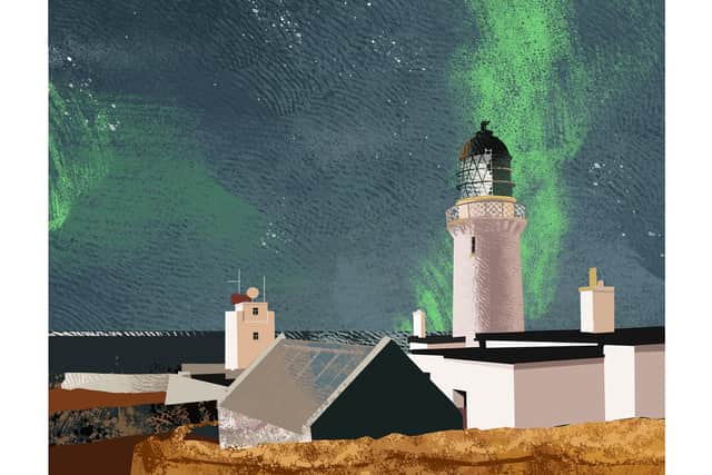 Dunnet Head Lighthouse, illustration by Roger O'Reilly