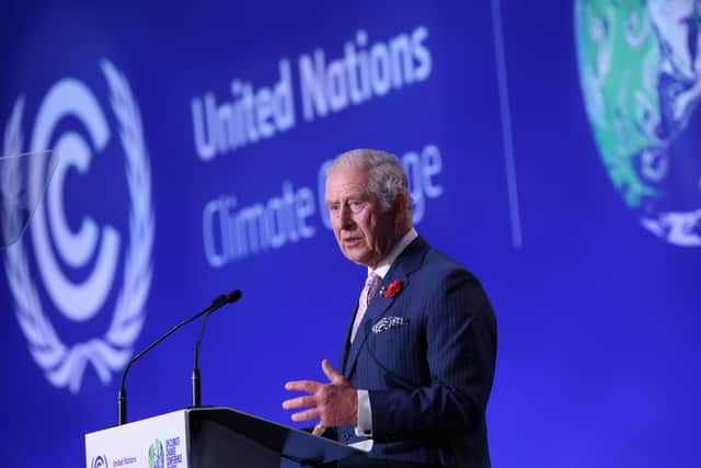 King Charles delivers a speech during the opening ceremony of the COP26 summit in Glasgow.