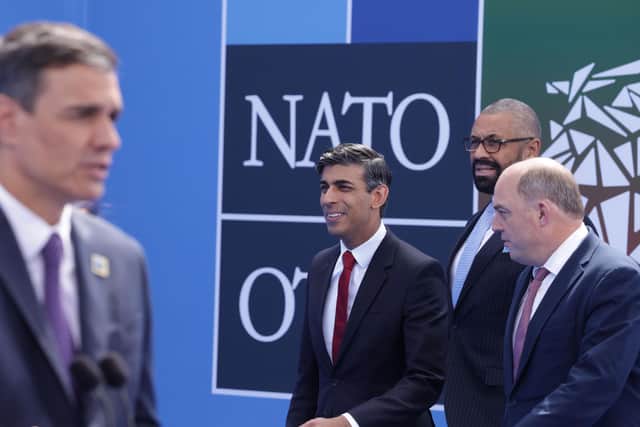 Rishi Sunak, left, quickly disputed the claim made by Defence Secretary Ben Wallace, right, that Ukraine needed to show more 'gratitude' for western military support (Picture: Sean Gallup/Getty Images)