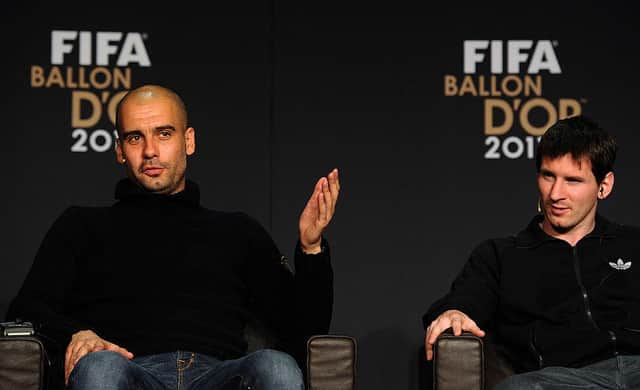 Pep Guardiola and Lionel Messi will be re-united in the Champions League (FRANCK FIFE/AFP via Getty Images)