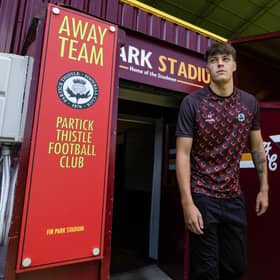 Partick Thistle's Ricco Diack was prevented from being brought on in the Premier Sports Cup match at Motherwell.  (Photo by Craig Foy / SNS Group)