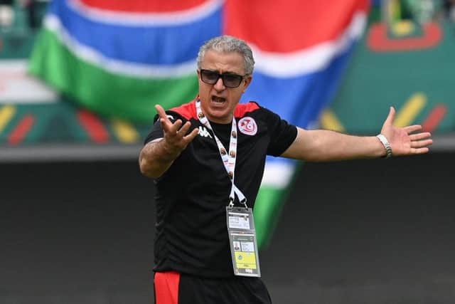 Tunisia's coach Mondher Kbaier gestures during the Group F Africa Cup of Nations match between Tunisia and Mali(Photo by ISSOUF SANOGO/AFP via Getty Images)