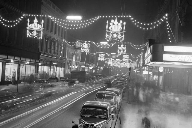Christmas illuminations in Glasgow's Buchanan Street in 1965.