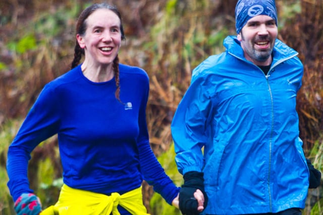 Julie and Iain Bethune finished the Heart Burn Hill Run together in 1:07
