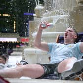 Football fans in Leicester Square, London ahead of the UEFA Euro 2020 Group D match between England and Scotland at Wembley Stadium.