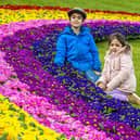 PIC LISA FERGUSON: Ivy Anderson, four, and six-year-old brother Basil marvel at the 'Rainbow of Hope'