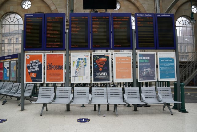 A departures board at Glasgow Central Station. Picture; Andrew Milligan/PA Wire