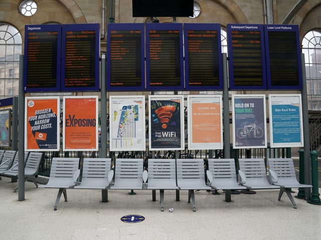 A departures board at Glasgow Central Station. Picture; Andrew Milligan/PA Wire