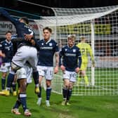 Dundee's Alex Jakubiak celebrates scoring to make it 2-1 against Ayr United at Dens Park.