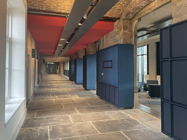 The old stone walls and floors are now on show in all their glory, complemented by a sympathetic modern extension providing extra space