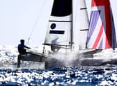 John Gimson and Anna Burnet, from Argyll,  took silver for Team GB in the Nacra 17 Foiling class on day eleven of the Tokyo 2020 Olympic Games. (Photo by Clive Mason/Getty Images)