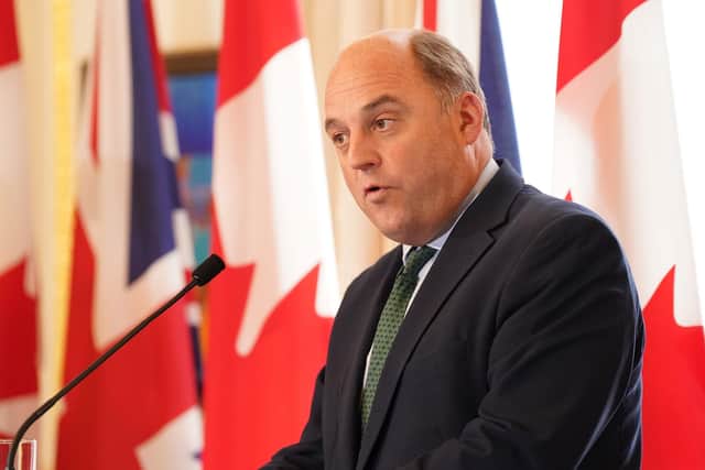 Defence secretary Ben Wallace during a press conference at Canada House, London. Picture: Stefan Rousseau/PA Wire