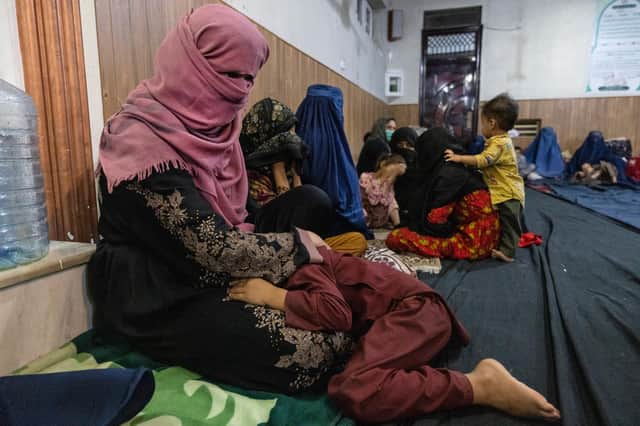 Displaced Afghan women and children from Kunduz are seen at a mosque that is sheltering them in Kabul, Afghanistan (Picture: Paula Bronstein /Getty Images)