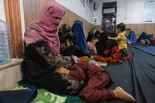 Displaced Afghan women and children from Kunduz are seen at a mosque that is sheltering them in Kabul, Afghanistan  (Picture: Paula Bronstein /Getty Images)