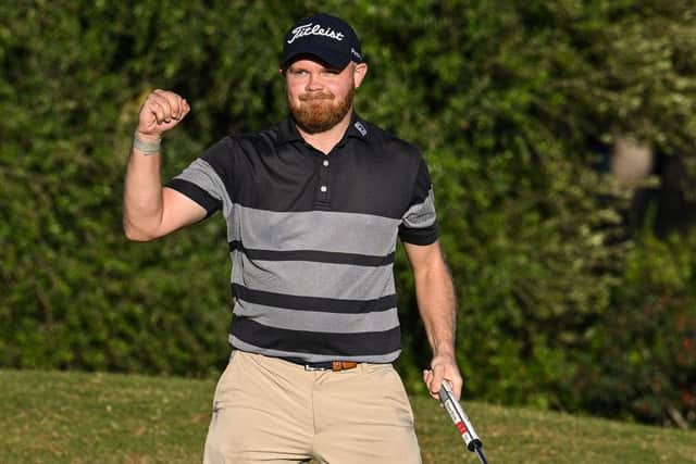 Englishman celebrates after holing the winning putt in Rolex Challenge Tour Grand Final supported by The R&A at Club de Golf Alcanada. Picture: Octavio Passos/Getty Images.
