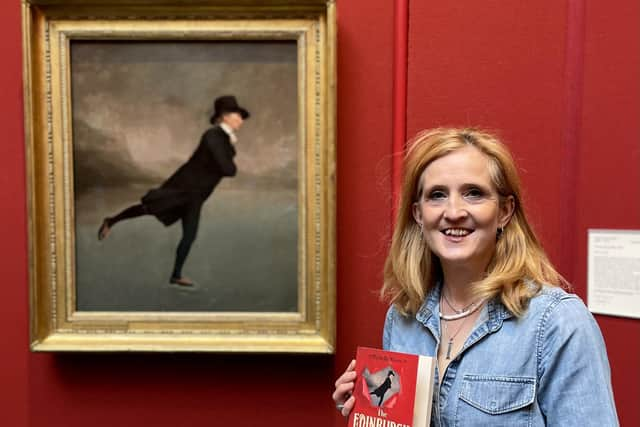 Michelle Sloan beside The Reverend Robert Walker Skating on Duddingston Loch, (probably) painted by Sir Henry Raeburn