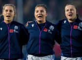 From left, Scotland Women's Shona Campbell, Evie Wills and Sarah Law.