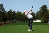 Bob MacIntyre plays his shot from the first tee during the first round of the Masters at Augusta National Golf Club. Picture: Andrew Redington/Getty Images.