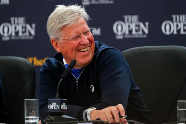 Martin Slumbers speaks to the media at the R&A press conference prior to the 148th Open at Royal Portrush. Picture: Kevin C. Cox/Getty Images.