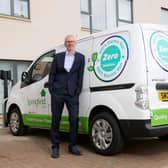 'We are excited to have welcomed the first electric van into Springfield Properties’ fleet,' says CEO Innes Smith, pictured with the vehicle. Picture: contributed.