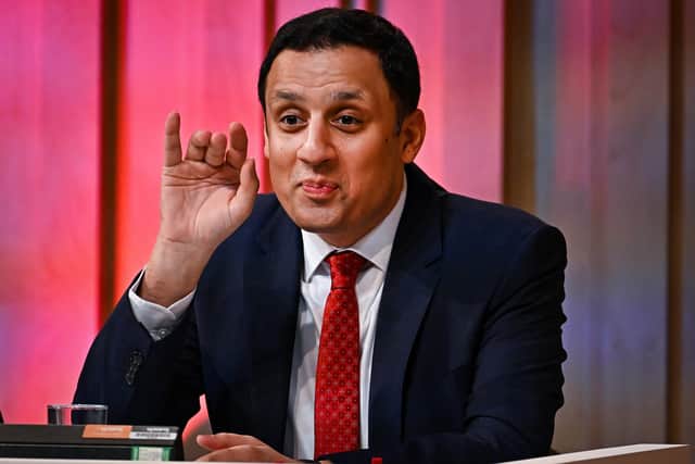 Scottish Labour Leader Anas Sarwar gesticulates during the Scottish Labour Party Conference at the Royal Concert Hall