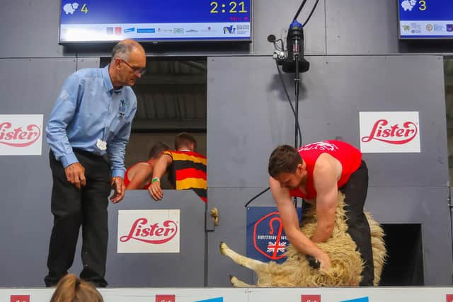 Royal Highland Show Machine Sheep shearing final winner Gwion Evans of Wales (pic: Scott Louden)