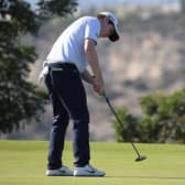 Bob Macintyre putts on the 15th hole during the final round of the Aphrodite Hills Cyprus Open at Aphrodite Hills Resort. Picture: Ross Kinnaird/Getty Images