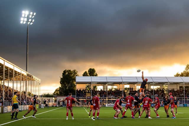 The United Rugby Championship match between Edinburgh and Scarlets was a noisy affair at the DAM Health Stadium. Picture: Ross Parker/SNS