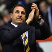 Malky Mackay acknowledges the crowd during his match in interim charge of Scotland for a friendly against Netherlands at Pittodrie in November 2017. (Photo by Craig Williamson/SNS Group).