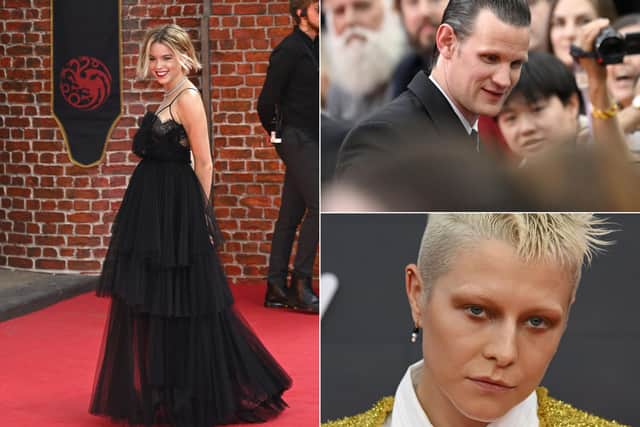 Milly Alcock, Matt Smith, and Emma D'Arcy at the House of the Dragon premiere in London on August 15, 2022 (Getty Images)