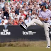 Spaniard Pablo Larrazabal celebrates in style after winning the KLM Open on Sunday at Bernardus Golf in the Netherlands. Picture: Dean Mouhtaropoulos/Getty Images.