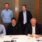 European Tour tournament committee chairman David Howell, back left, helped pick the 2016 along with Paul McGinley, Jose Maria Olazabal, Colin Montgomerie and then European Tour chief executive George O'Grady. The Englishman will now be involved in the same process for the 2023 match in Italy. Picture: Andrew Redington/Getty Images.