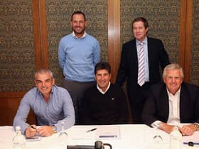 European Tour tournament committee chairman David Howell, back left, helped pick the 2016 along with Paul McGinley, Jose Maria Olazabal, Colin Montgomerie and then European Tour chief executive George O'Grady. The Englishman will now be involved in the same process for the 2023 match in Italy. Picture: Andrew Redington/Getty Images.