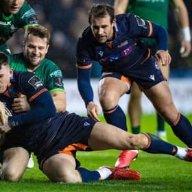 Matt Scott scores for Edinburgh against Connacht at BT Murrayfield in February. Photograph: Bill Murray/SRU/SNS