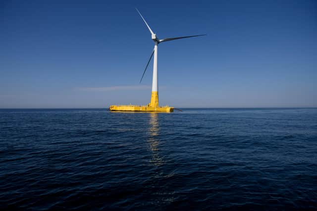 Floating wind turbines can be installed in deep water, far from the coast, and make massive contributions to the energy grid (Picture: Sebastien Salom Gomis/AFP via Getty Images)