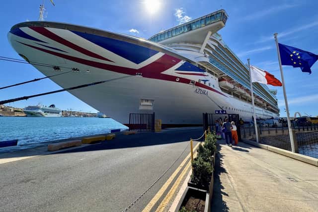 The striking P&O Azura in port in Valletta, Morocco