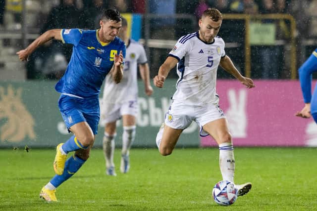Ryan Porteous in action during his Scotland debut in the goalless draw with Ukraine in Poland last September. (Photo by Craig Williamson / SNS Group)