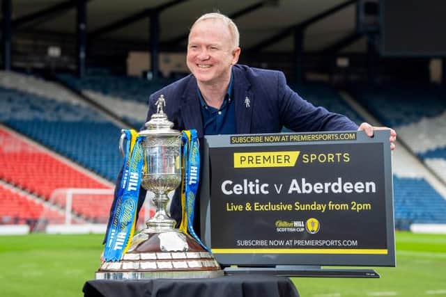 Former Rangers and Scotland manager Alex McLeish promoting Premier Sports coverage of next Sunday's Scottish Cup semi-final between Celtic and Aberdeen at Hampden. (Photo by Bill Murray / SNS Group)