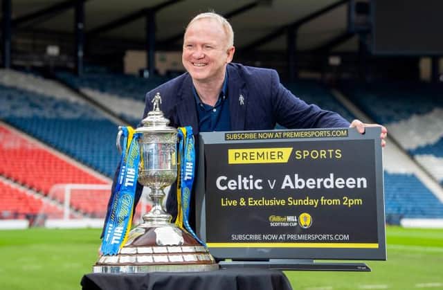 Former Rangers and Scotland manager Alex McLeish promoting Premier Sports coverage of next Sunday's Scottish Cup semi-final between Celtic and Aberdeen at Hampden. (Photo by Bill Murray / SNS Group)