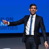 Rishi Sunak addresses the Scottish Conservative conference in Glasgow yesterday (Picture: Neil Hanna/AFP via Getty Images)