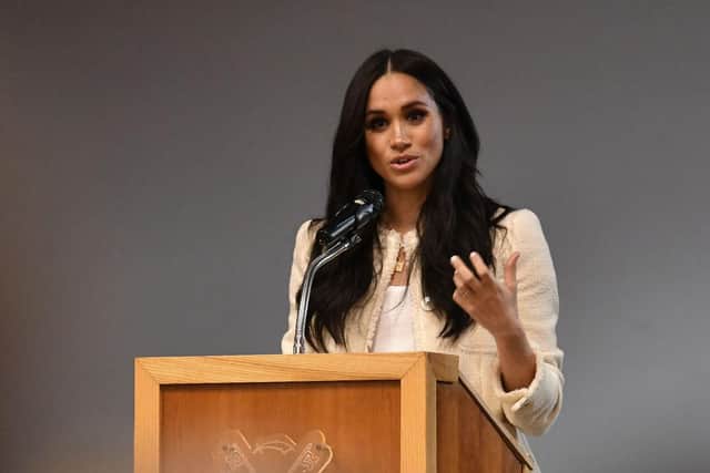 The Duchess of Sussex said she could not be expected to stay silent if the royal family played a part in “perpetuating falsehoods” about her and Harry. (Photo by Ben Stansall-WPA Pool/Getty Images)