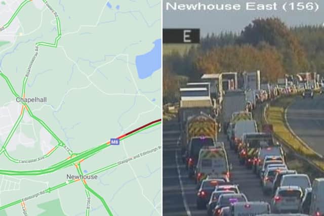 Delays on the M8 due to a crash near Newhouse.