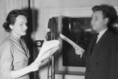 Ysanne Churchman and co-star Norman Painting recording The Archers in 1954  (Picture: Fred Morley/Fox Photos/Getty Images)