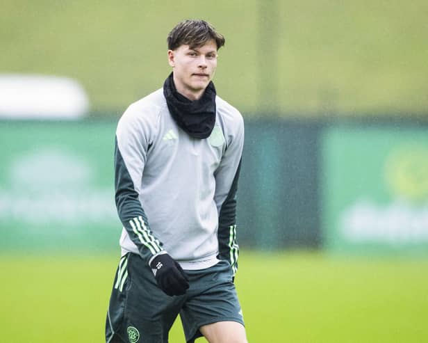 Odin Thiago Holm during a Celtic training session at Lennoxtown.