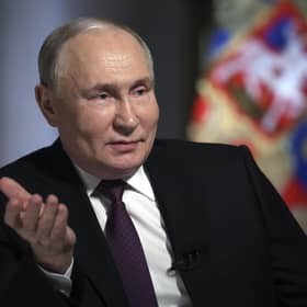 Russian president Vladimir Putin speaks during an interview with Rossiya Segodnya International Media Group director General Dmitry Kiselev, in Moscow, Russia. Picture: Gavriil Grigorov, Sputnik, Kremlin Pool Photo via AP