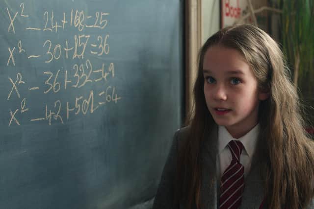 Alisha Weir as Matilda Wormwood in Roald Dahl's Matilda the Musical. Image: © Sony Pictures and TriStar Pictures